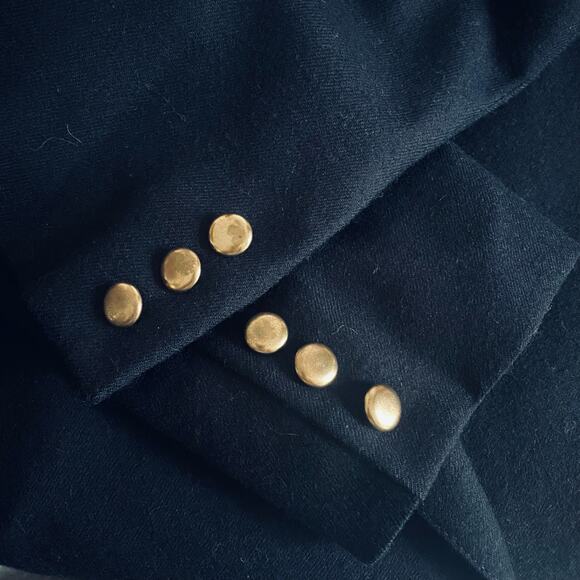 Giorgio Sant’Angelo Women’s 8 Wool Blazer Double Breasted 90s Navy Blue Academia - Picture 5 of 6